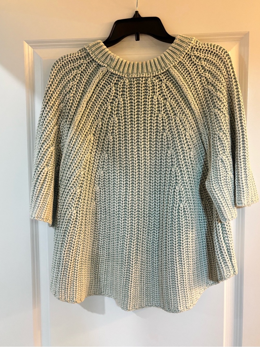 Free People Cream Chunky Knit Short Sleeve Pullover